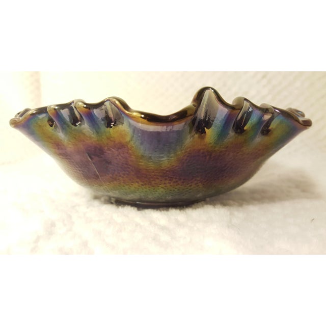Imperial Smokey Purple Windmill Carnival Glass Bowl For Sale - Image 4 of 5