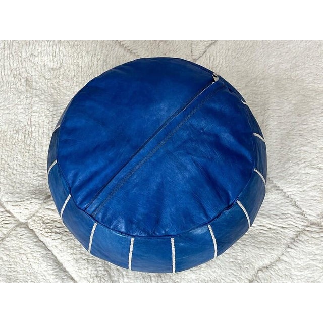 Moroccan Contemporary Moroccan Leather Pouf Ottoman Cover For Sale - Image 3 of 8