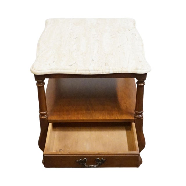 Hammary Furniture Solid Cherry Country French 20" Accent End Table W. White Granite Top For Sale In Kansas City - Image 6 of 12