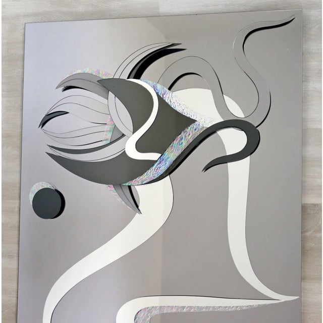 Contemporary Modern 1980s Abstract Black and White Hanging Wall Art Mirror For Sale In Detroit - Image 6 of 7