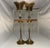 Antique Brass Butterfly Candlestick Holders: Oriental Floral Etched Decor For Sale - Image 10 of 10
