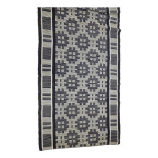 Mid 20th Century Swedish Hand Woven Cotton Runner in Navy Blue For Sale