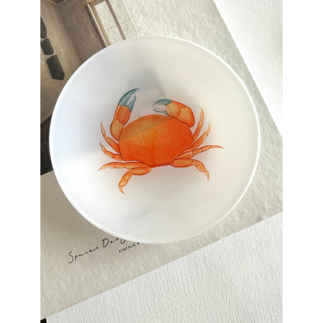 Coastal Glass Trinket Dish, Orange Crab For Sale - Image 3 of 3