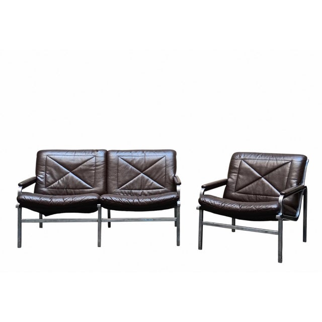 Vintage Two-Seater Leather Sofa by Andre Vandenbeuck for Strassle International, 1960s For Sale - Image 13 of 15