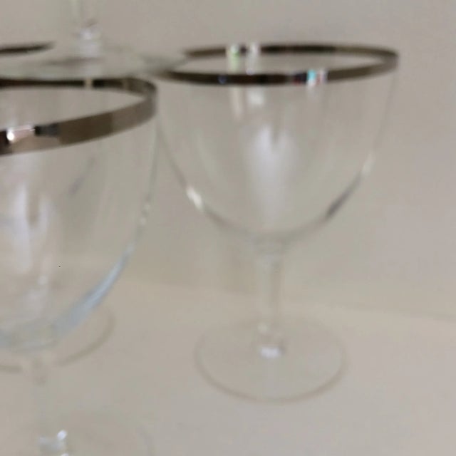 Transparent Platinum Rim Wine Glasses 1940s West Germany - Set of 4 For Sale - Image 8 of 13