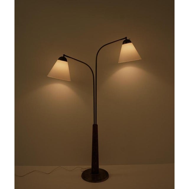 Gold Swedish Modern Floor Lamp attributed to Tor Wolfenstein, 1940s For Sale - Image 8 of 9