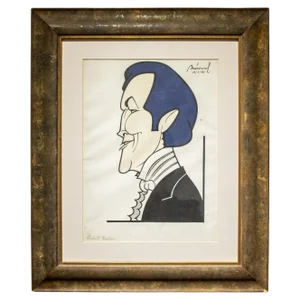 Mármol, Portrait of John Barrymore, 1939, Ink on Paper, Framed