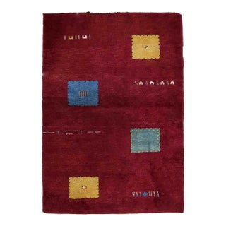 1970s Handmade Vintage Persian Gabbeh Rug 4.6' X 6.6' For Sale