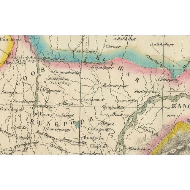 Cream Antique Map of Assam and Bhutan by Vandermaelen, 1827 For Sale - Image 8 of 10