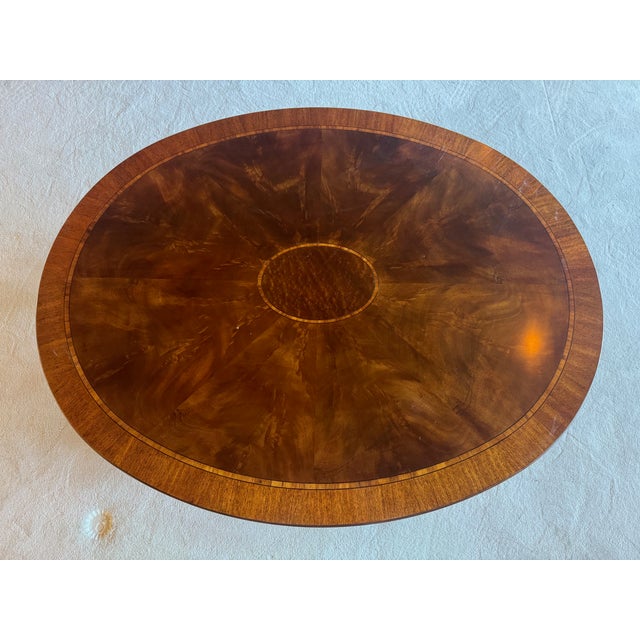 Late 20th Century Henkel Harris Model 5249 Oval Mahogany Coffee Table [Cb] For Sale In Seattle - Image 6 of 10