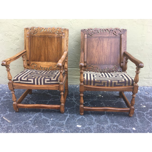 About 19th century convertible monk's chair is cleverly engineered to provide two uses. Seat back down, it's a table,...