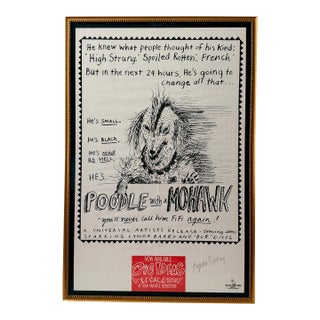 "Poodle With a Mohawk" Poster, Signed by Lynda Barry and Framed For Sale