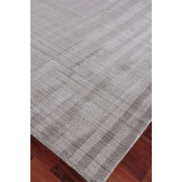 Textile Iscar Hand loom Wool/Viscose Gray Rug-10'x14" For Sale - Image 7 of 8