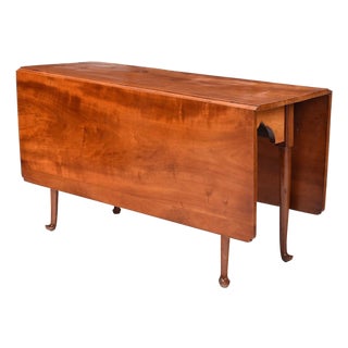 18th Century Fine Queen Anne Figured Applewood Drop Leaf Table, Sack Provenance For Sale