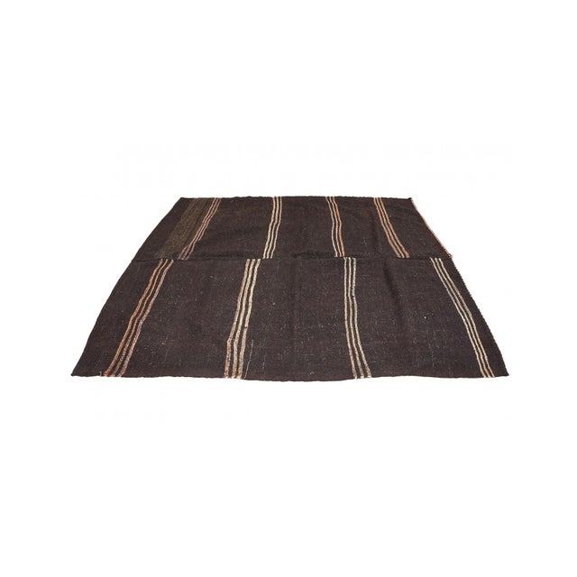 Vintage Dark Brown Modern Kilim Rug - 8`0″ X 8`4″ For Sale - Image 4 of 6