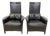 Umberto Asnago Black Leather Peggy Lounge Chairs for Georgetti, 1990s - A Pair For Sale