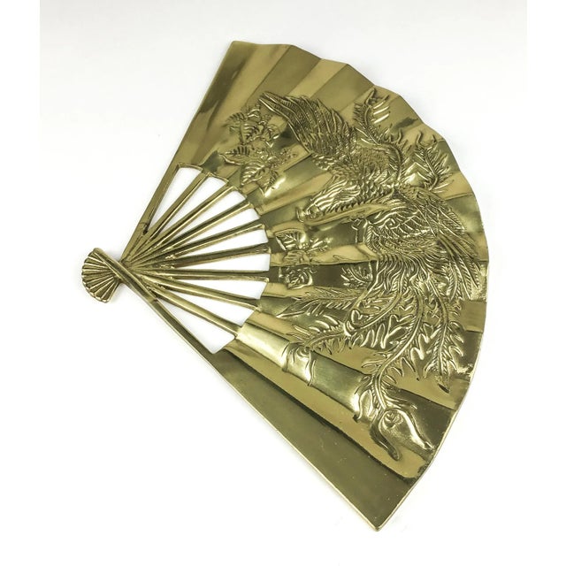 Brass Vintage Carved Solid Brass Fan Wall Art For Sale - Image 8 of 13