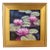 Pink & Lavender Water Lilies Oil Painting Displayed in an Antiqued Gold Wood Frame For Sale