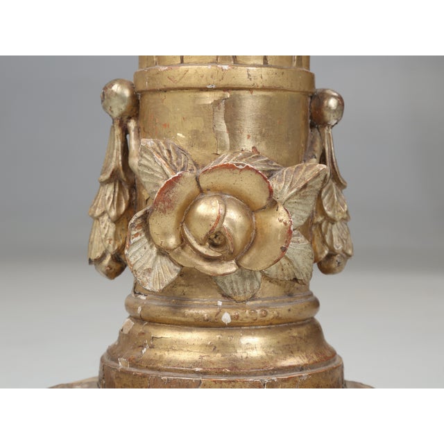 Italian Gilded Altar Candlestick Completely Original and Unrestored C1780-1820 For Sale - Image 9 of 12