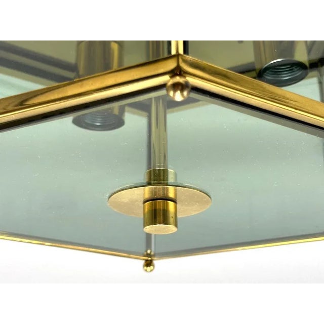 1970s Modernist Smoked Glass Brass Ceiling Lamp attributed to Luigi Colani for Jsb, 1970s For Sale - Image 5 of 9