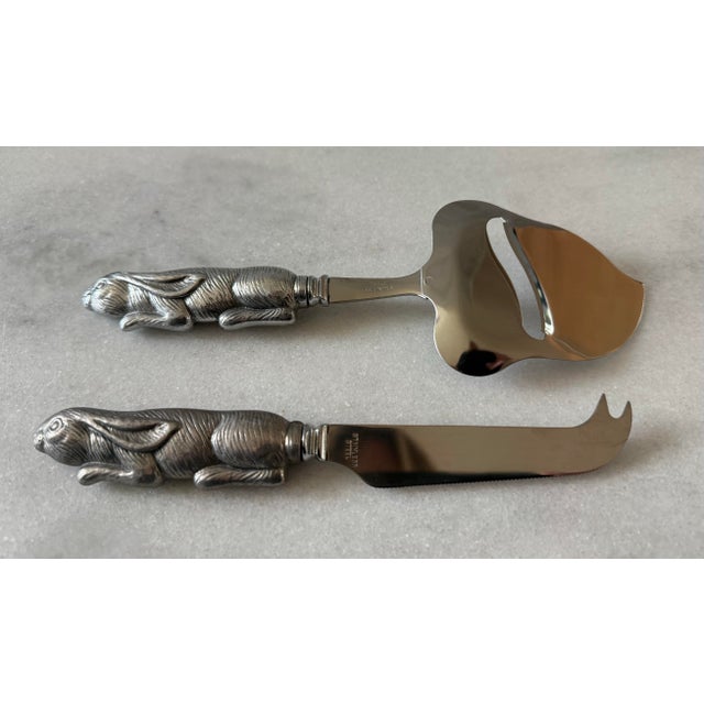 American Vintage Arthur Court Cheese Knife Set With Rabbit Handles For Sale - Image 3 of 7