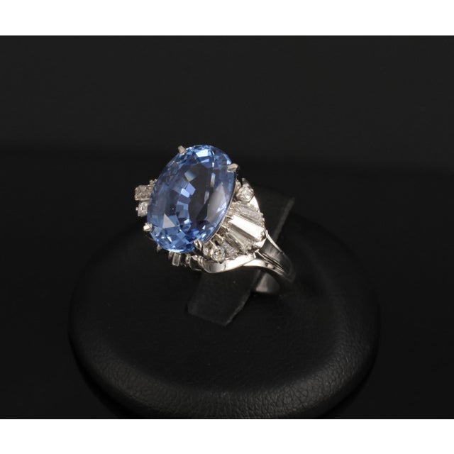 Blue Late 20th Century Fine 9.91ct Gia Ceylon No Heat Sapphire 0.74ct Diamond Platinum Ring Size 6.25 For Sale - Image 8 of 18