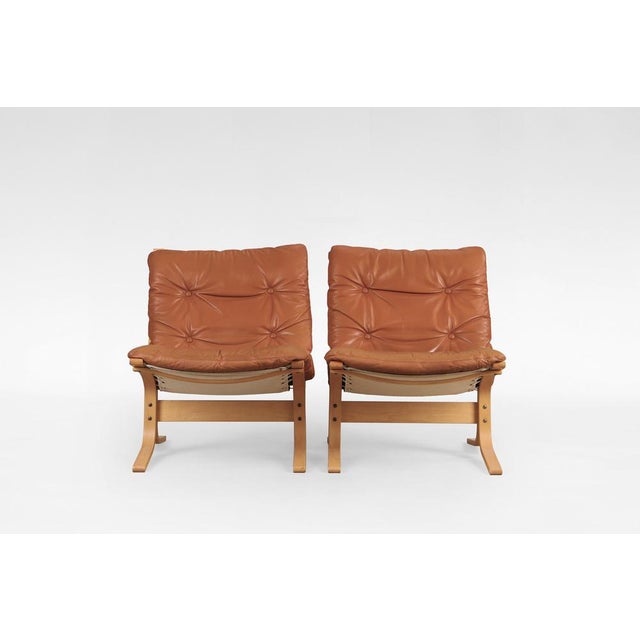 Ingmar Relling Cognac Leather Siesta Chairs by Ingmar Relling for Westnofa, Denmark, 1970s, Set of 2 For Sale - Image 4 of 5
