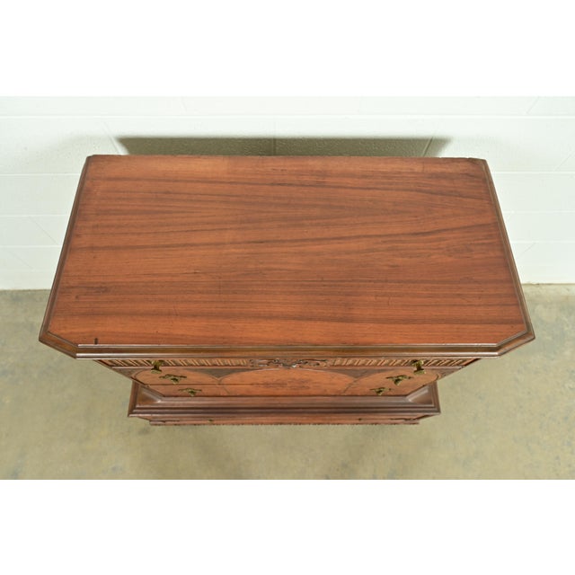 Berkey & Gay Style Antique Victorian Carved Walnut and Burl Wood Chest of Drawers | Circa 1930s For Sale - Image 12 of 15