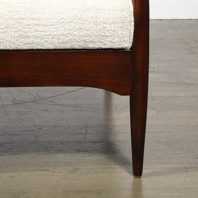 Pair of Mid-Century Modern Walnut Armchairs With Off-White Textural Upholstery For Sale In New York - Image 6 of 18