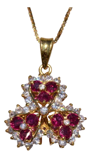 The Old Dime: Yellow Gold Ruby and Crystal Pendant
