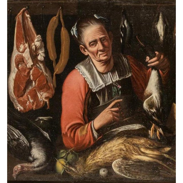 Francisco López Caro, FEMALE POULTERER, Oil on Canvas For Sale - Image 4 of 7