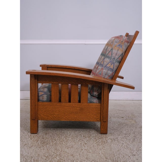 Mission Stickley Mission Oak Morris Chair & Ottoman For Sale - Image 3 of 18
