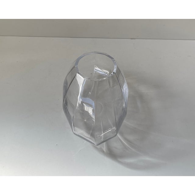 A discontinued purse/bag shaped crystal glass vase from georg jensen in denmark. Designed by rikke hagen in the late 1990s...