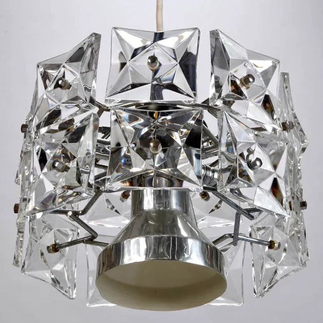 Kinkeldey Kinkeldey Crystal Light Fixture With Chrome and Nickel Base For Sale - Image 4 of 7