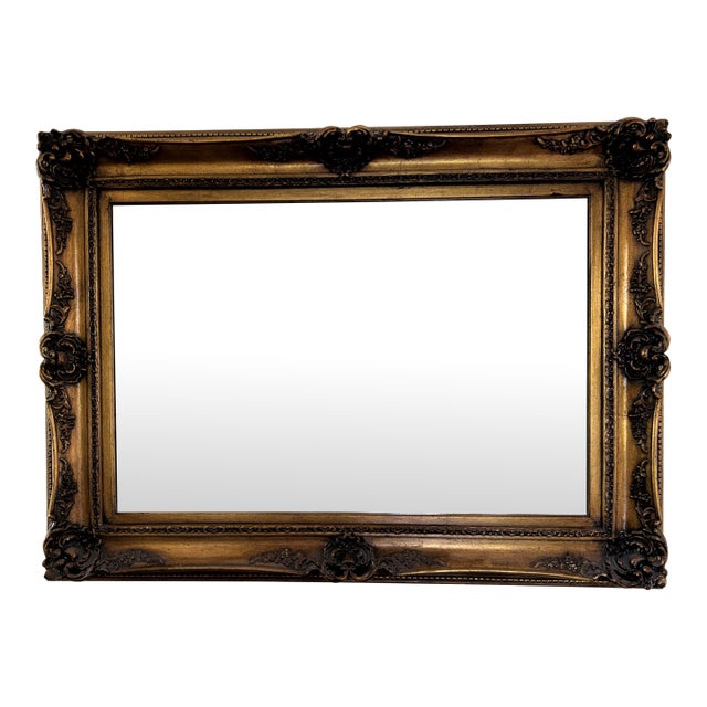 Ornate Wood Gold Leaf Lacquered Mirror For Sale