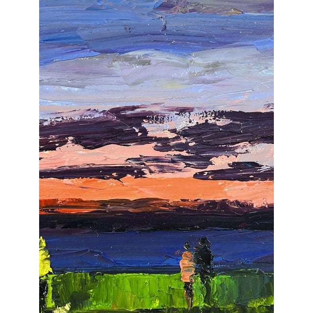 Blue Oil Painting Wide River at Sunset Boris Serdyuk For Sale - Image 8 of 11