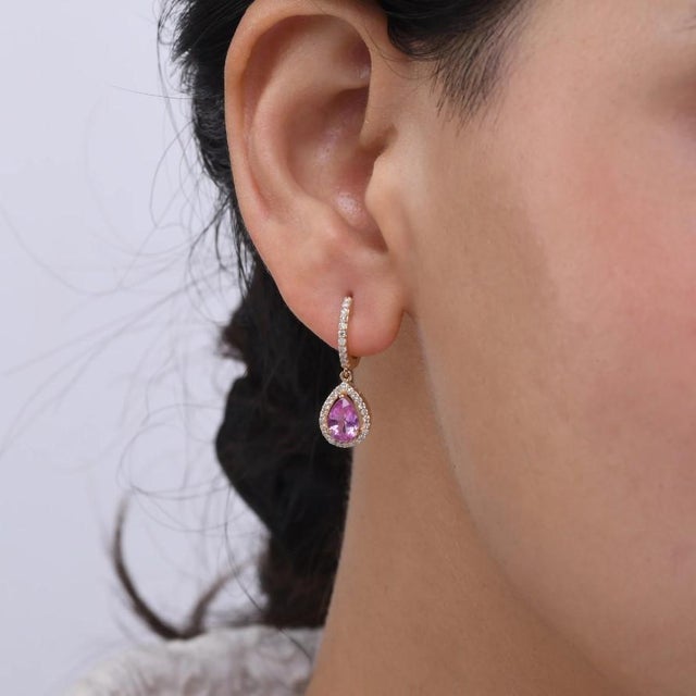 3.660 cts Natural pink sapphire and 0.41 cts diamond earrings in 18k gold For Sale - Image 18 of 18