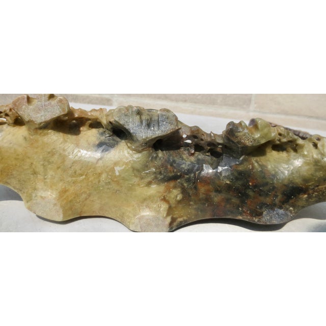 Stone Chinese Soapstone Carved Tianzi Mountains Scene a --Group of 2 For Sale - Image 7 of 13