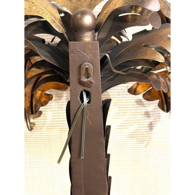 Late 20th Century Pair of Maison Jansen Gilt Metal Palm Tree Sconces, France, 20th Century For Sale - Image 5 of 15