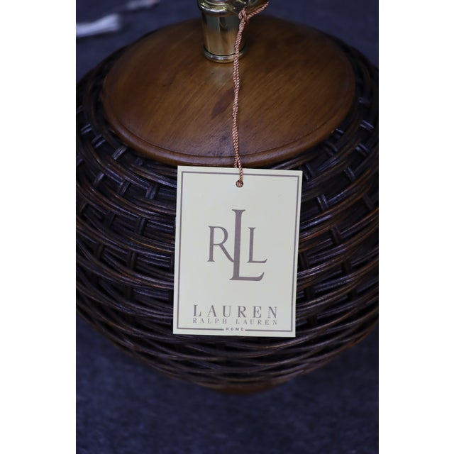 Brown Ralph Lauren Wicker Table Lamps/Pair For Sale - Image 8 of 8