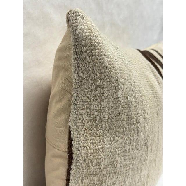 Turkish Hemp Pillow Cushion Natural Beige Brown Black Pillow Cushion Cover 16" x 24" For Sale - Image 4 of 4