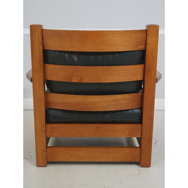 Stickley Stickley Eastwood Mission Oak Leather Chair With Ottoman For Sale - Image 4 of 18