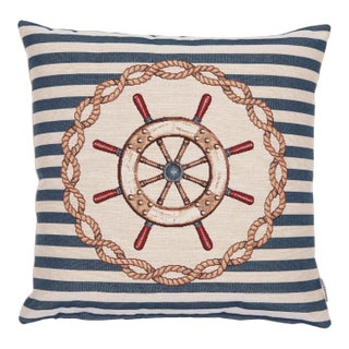 Nautical Wheel Woven Cushion With Feather Filler - 42x42cm (17"x17") For Sale