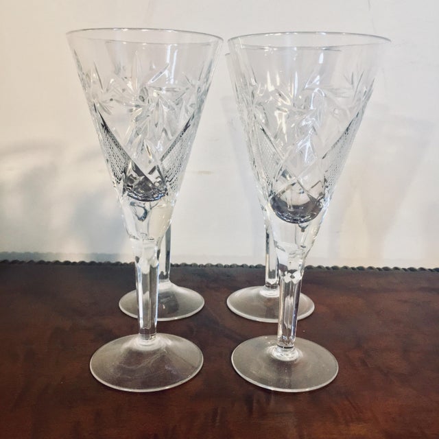 Pinwheel Cut Crystal Champagne Flute Set of 4 Chairish