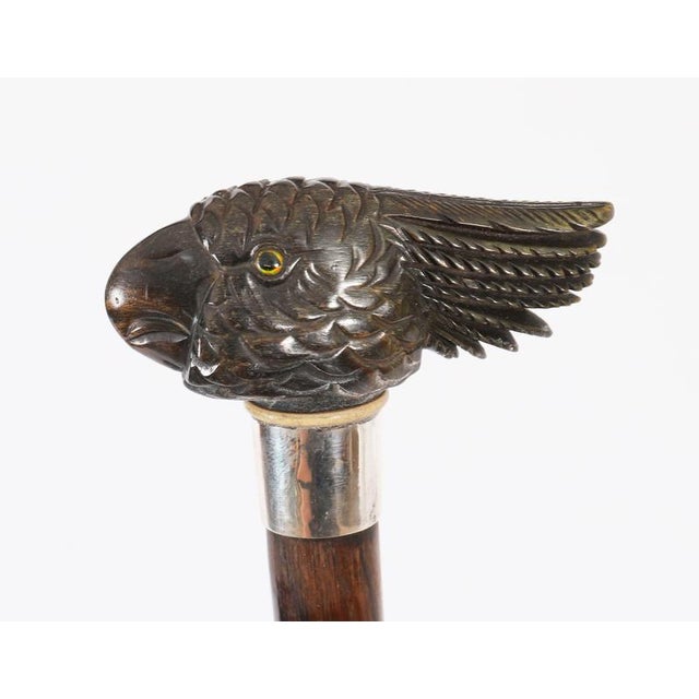 Silver Antique Art Deco Novelty Parrot Walking Stick Cane, 1920s For Sale - Image 8 of 15