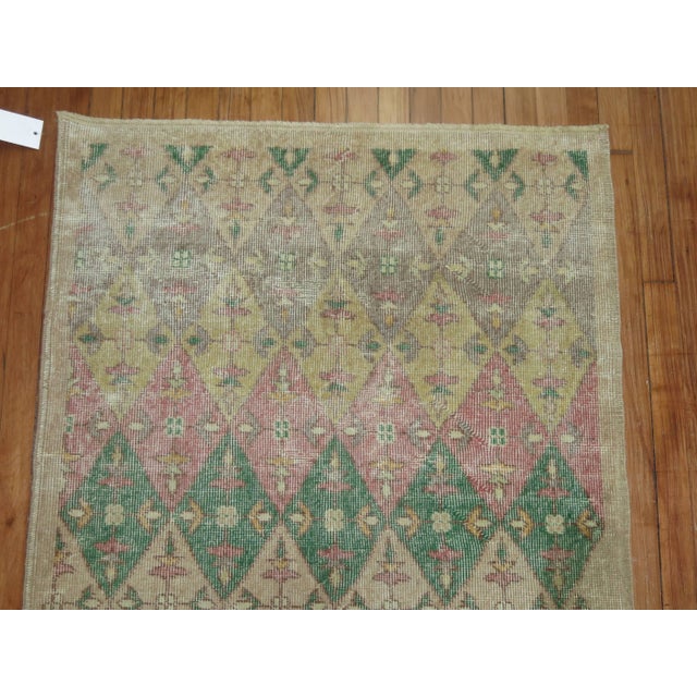 Traditional Shabby Chic 20th Century Turkish Runner with Pink and Green Accent Colors - 3'3" x 7' For Sale - Image 3 of 5