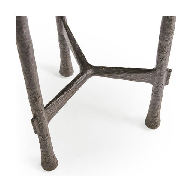 Wood Brutalist Iron and Wood Round Accent Table For Sale - Image 7 of 9