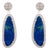 Modern Fire Opal & Diamond Halo Drop Earrings in 14k White Gold- 2 Pieces For Sale