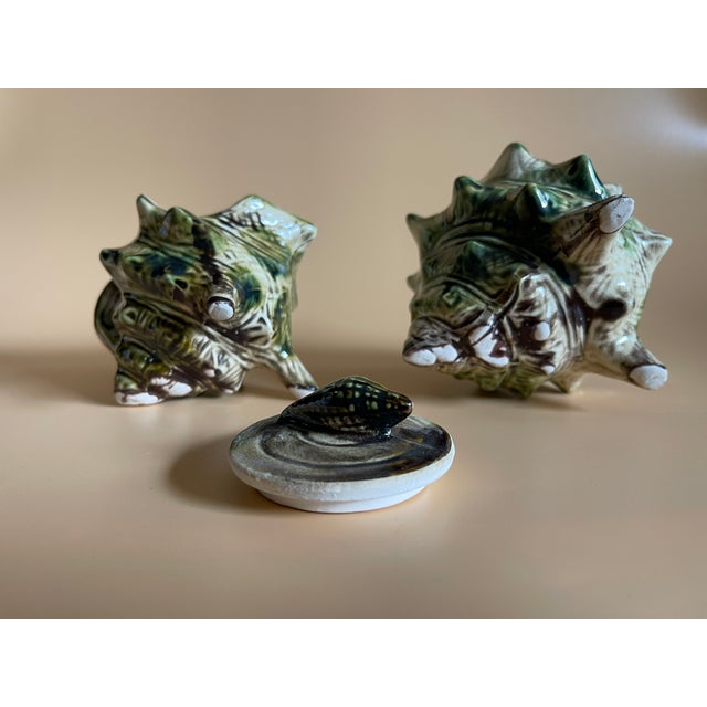 Brutalist Glazed Ceramic Shell Coffee Service for 6, Japan, 1950, Set of 15 For Sale - Image 18 of 18