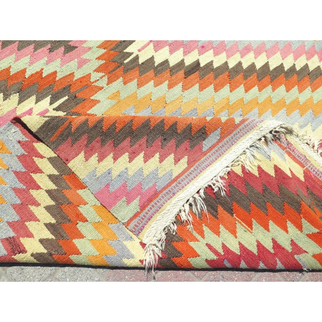 Mid 20th Century 1960's Classical Antalya Handwoven Turkish Kilim Boho Area Accent Rug For Sale - Image 4 of 11